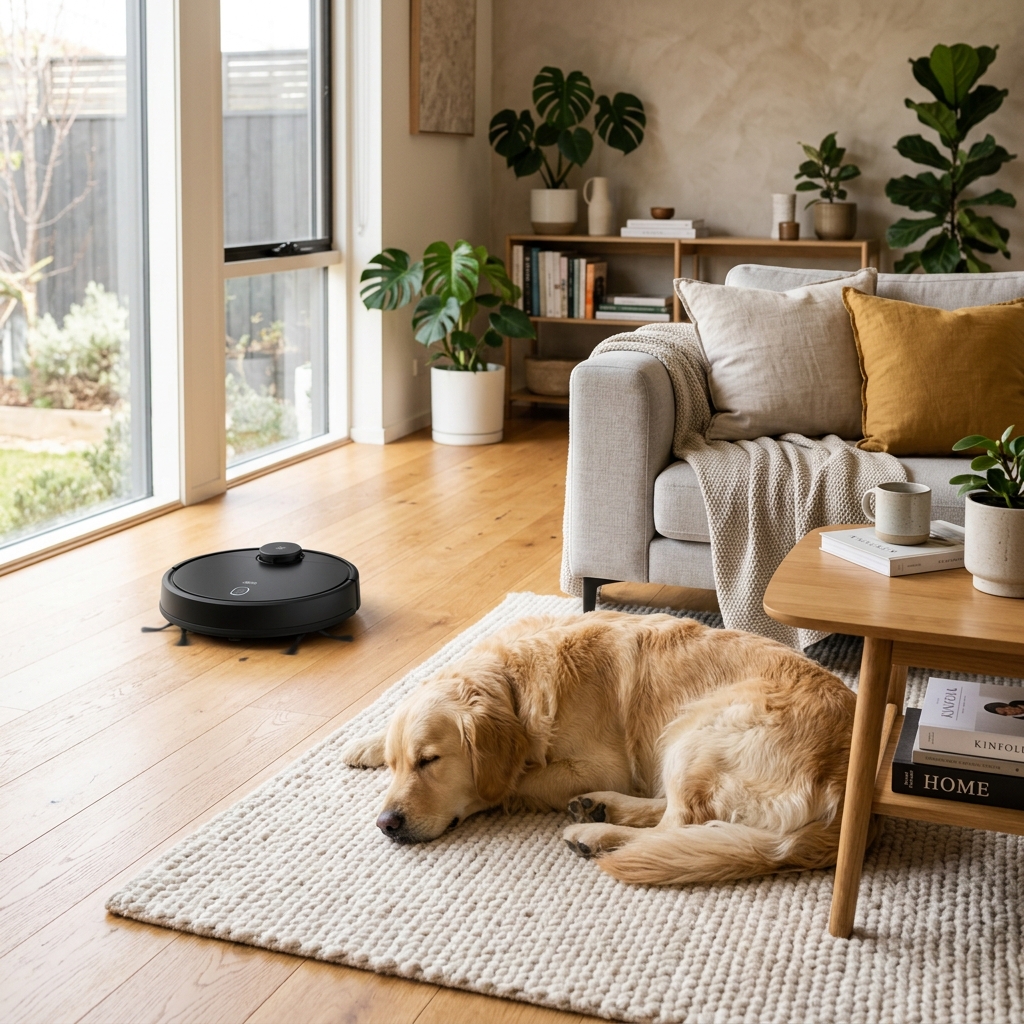 Casa limpa com pet e HomeBot